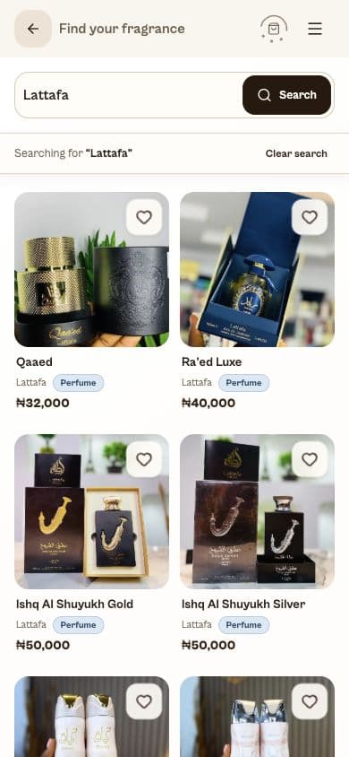 Alluring Aura Scent mobile fragrance search results for Lattafa